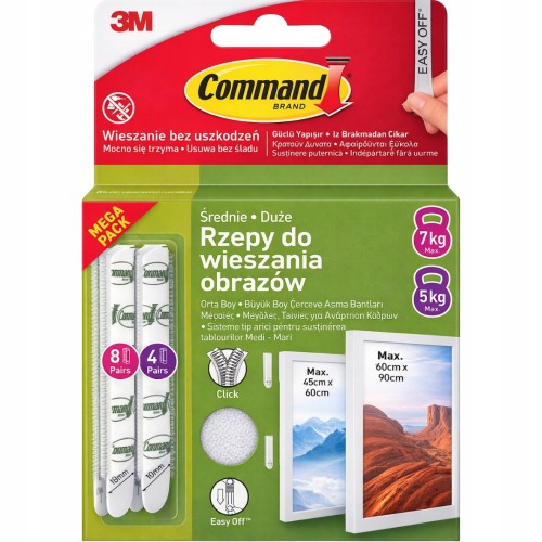 Command rzepy do wieszania obrazów, 2 rozmiary, zestaw